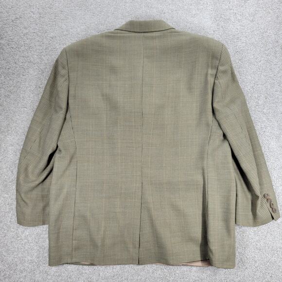 VTG Chaps Ralph Lauren Silk Wool Blazer Mens 42S Green Houndstooth Pane Jacket - Picture 4 of 16
